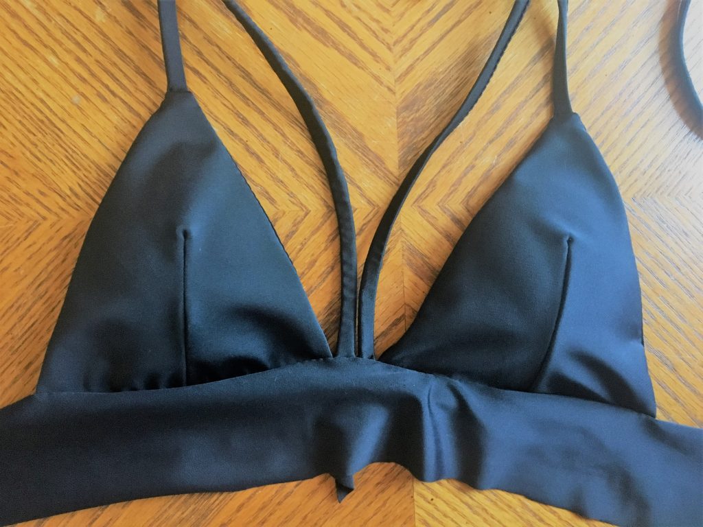 Sewing chest strap to bikini top