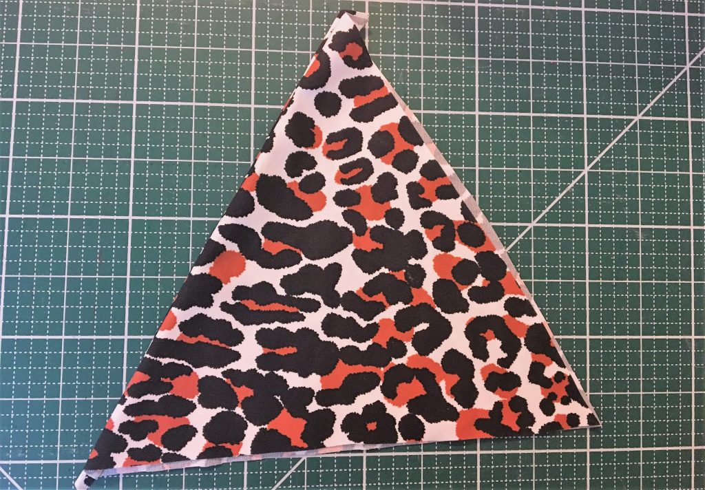 Triangle Bikini Top Fabric after sewing one side