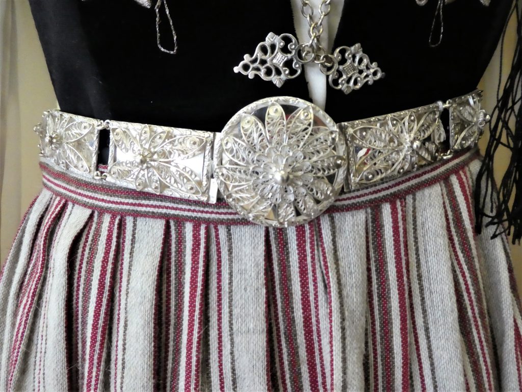 close up of handmade Icelandic silverwork belt called stokkabelti