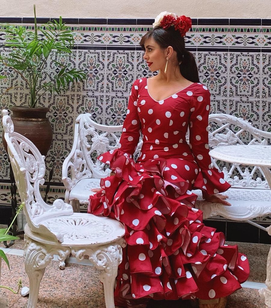 woman wears flamenco costume